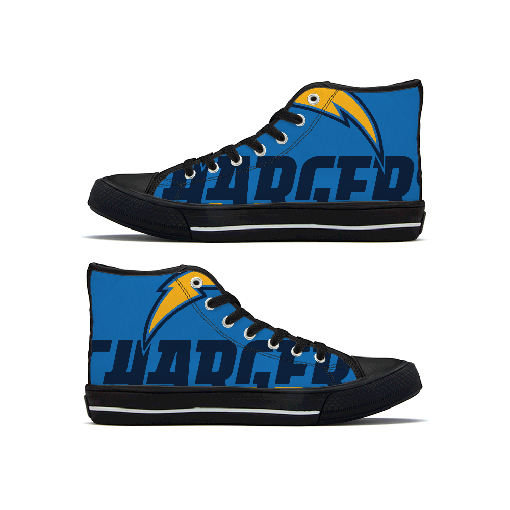 Men's Los Angeles Chargers High Top Canvas Sneakers 004 Men's Los Angeles Chargers High Top Canvas Sneakers 004
